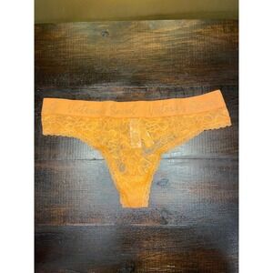 Victorias Secret Orange Lace Thong Panty Size M‎